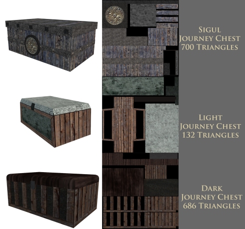 This is a beauty render of the journey chest variants used in my longboat.